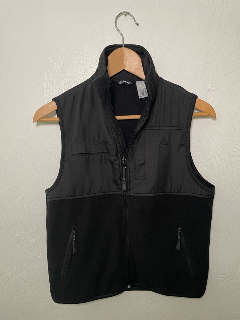 Snozu - Boys Black Fleece & Nylon Hybrid Vest